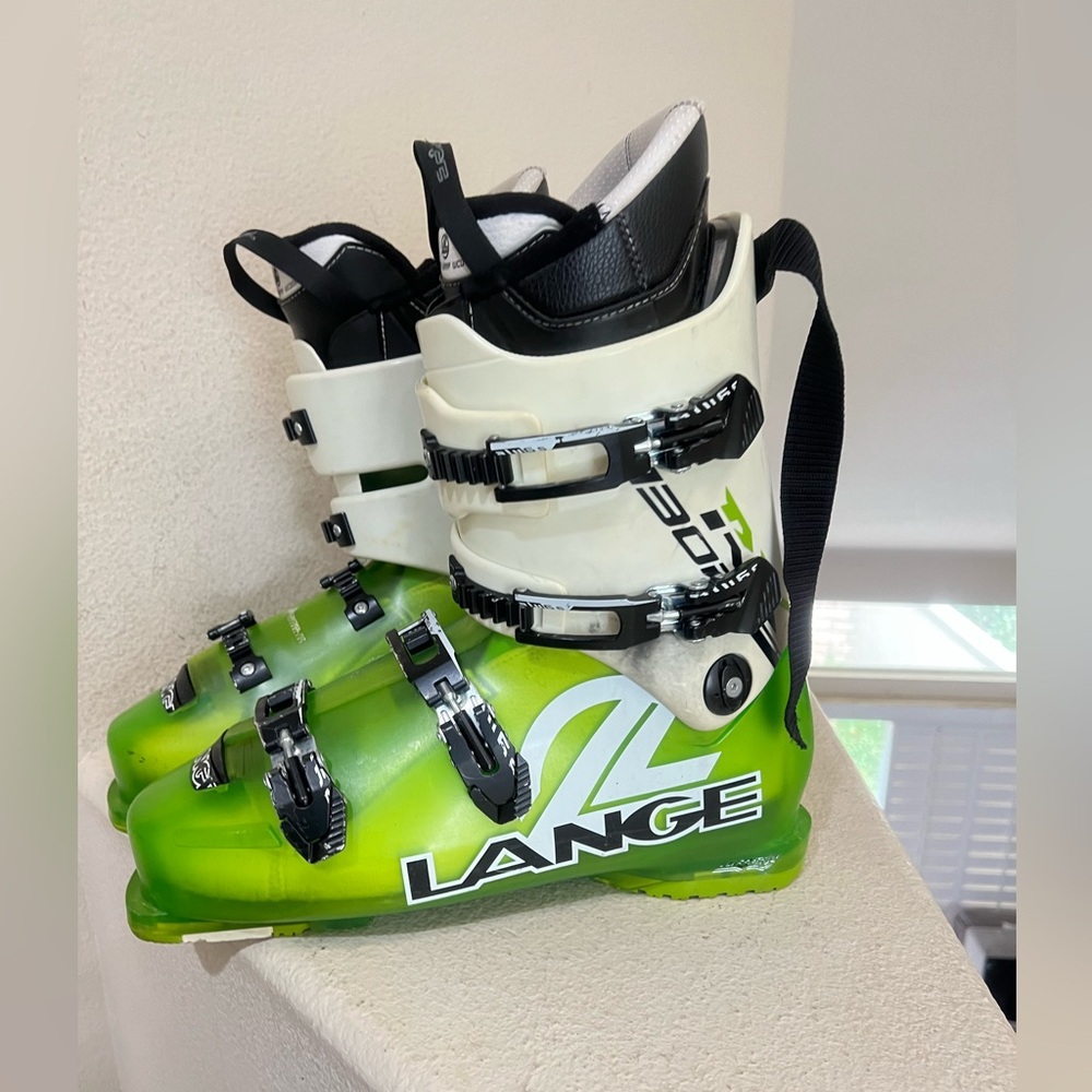 LANGE RX 130 LV GREEN & WHITE SKI BOOTS - Size 31.5 - ITALY